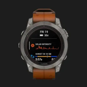 б/у Garmin Fenix 7 Pro Sapphire Solar Titanium with Chestnut Leather Band в Бердичеві
