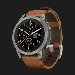 б/у Garmin Fenix 7 Pro Sapphire Solar Titanium with Chestnut Leather Band в Бердичеві