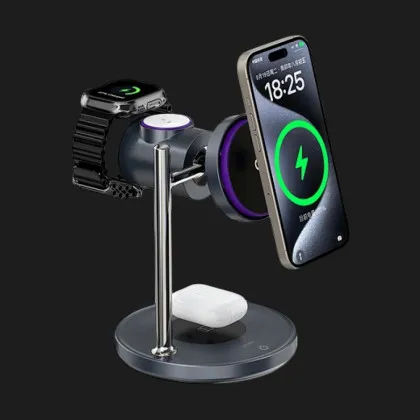 Беспроводная зарядка WiWU Wi-W041 3-in-1 Magnetic Wireless Charger (Black) в Чернигове