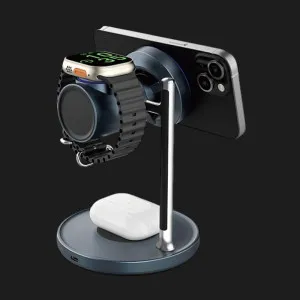 Беспроводная зарядка WiWU Wi-W041 3-in-1 Magnetic Wireless Charger (Black) в Луцке