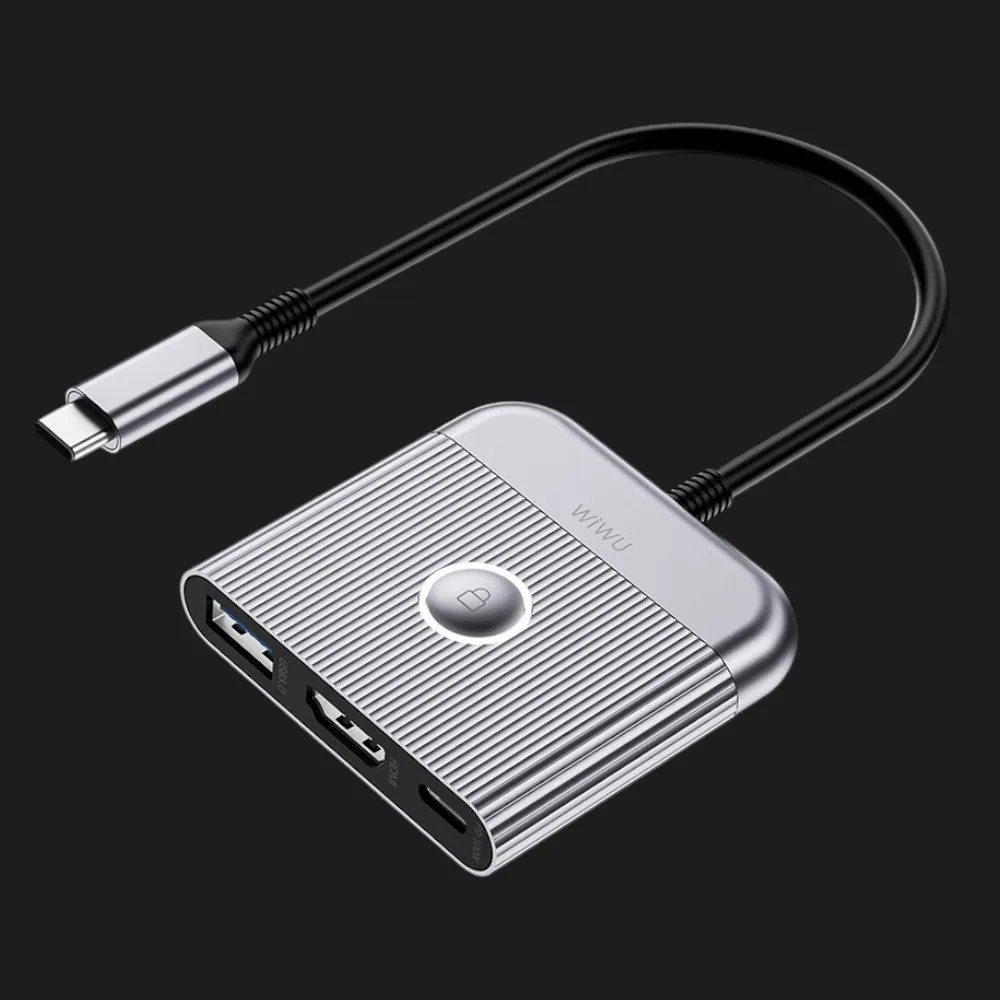 Адаптер WiWU Traveling 3 in 1 USB-C Hub (Gray) — фото 2
