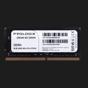 Оперативна памʼять Prologix SO-DIMM DDR4 8GB 1x8GB 2666MHz (PRO8GB2666D4S)