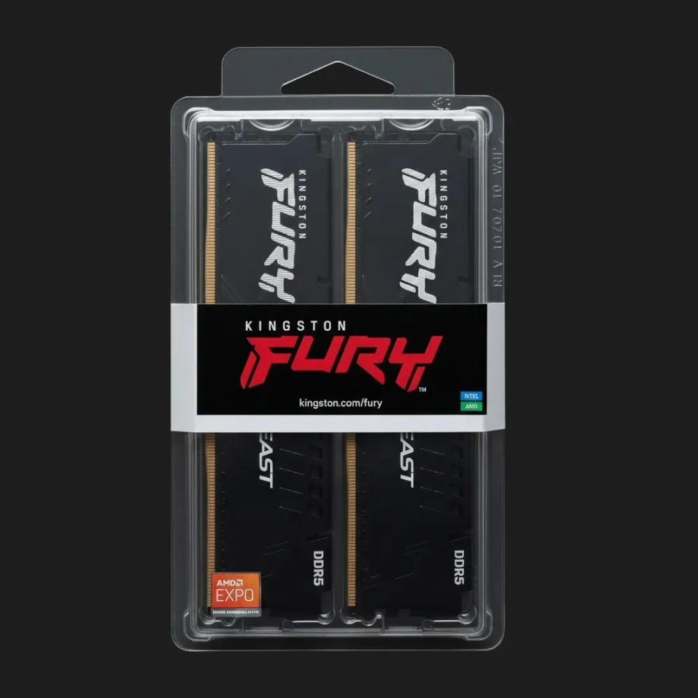 Оперативна памʼять Kingston Fury Beast DDR5 32GB 2x16GB 6000MHz (KF560C36BBE2K2-32)