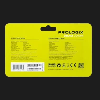 Оперативна памʼять Prologix DDR4 16GB 1x16GB 3200MHz (PRO16GB3200D4)