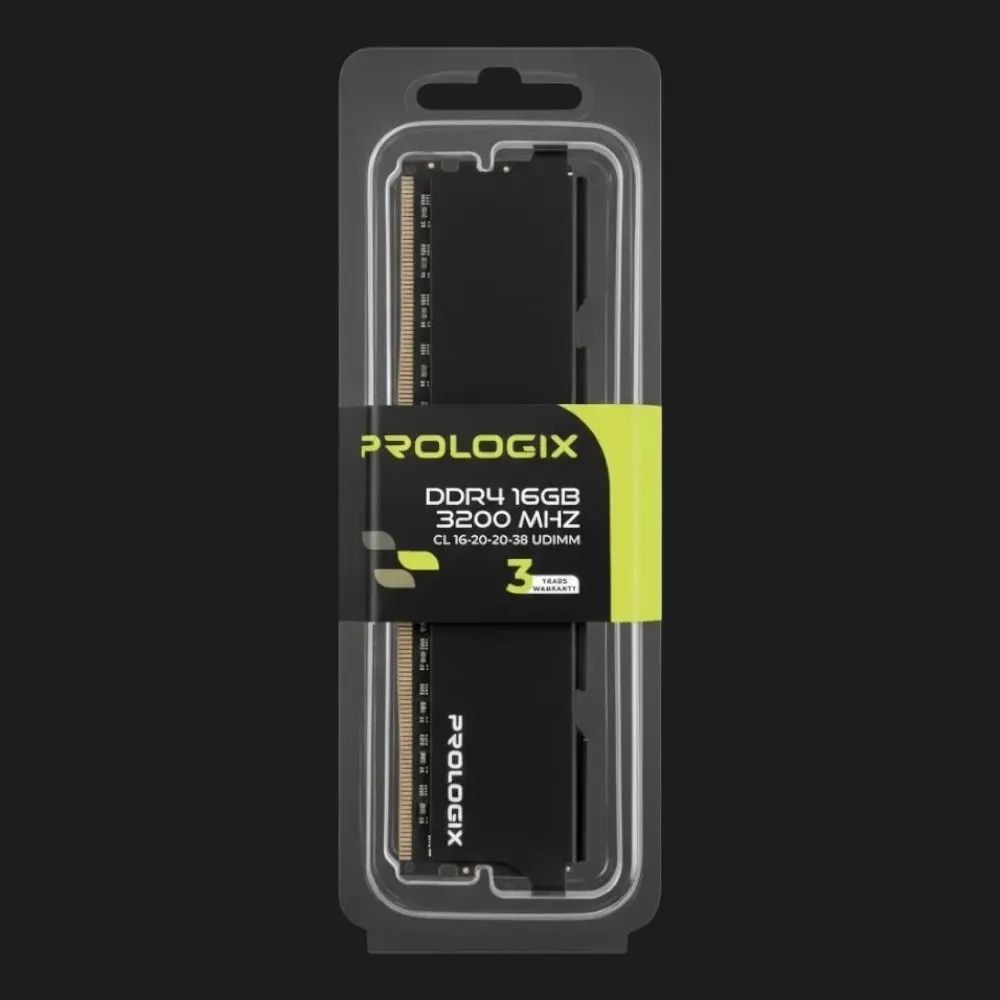 Оперативна памʼять Prologix Black DDR4 16GB 1x16GB 3200MHz (PRO16GB3200B4)