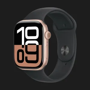 б/у Apple Watch Series 10 42mm Rose Gold Aluminum Case with Black Sport Band - S/M (Хороший стан)