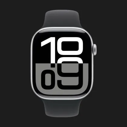 б/у Apple Watch Series 10 42mm Silver Aluminum Case with Black Sport Band - S/M