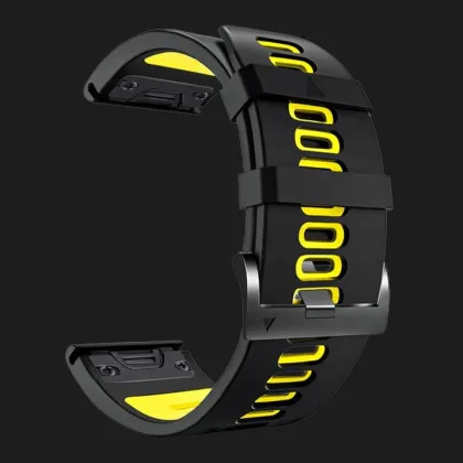 Ремешок Silicone Fit для Garmin (QuickFit 26) (Black/Yellow)