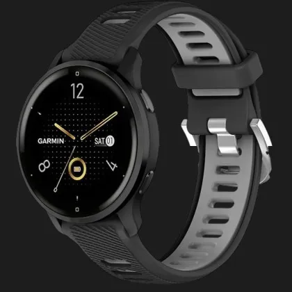 Ремінець Silicone Tech Strap для смарт-годинника (Quick Release 20) (Black/Gray) в Чернігові