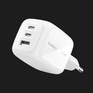 Блок питания Belkin Home Charger 70W 2хUSB-С/USB-A GAN PD PPS (White) в Луцке