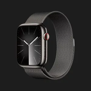 б/у Apple Watch Series 9 45mm GPS+ LTE, Graphite Stainless Steel Case Graphite Milanese Loop (MRMX3) (Хорошее состояние)