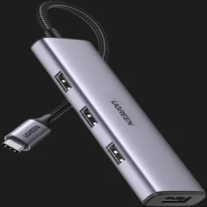 Перехідник UGREEN CM473 4-in-1 USB Type-C to 4xUSB 3.0 HUB (Space Gray) (20841) в Чернівцях