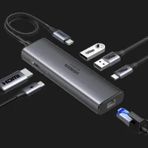 Перехідник UGREEN CM512 USB-C to HDMI+2xUSB 3.2+USB-C 3.2+RJ-45+PD Power Converter (Gray) (45000) в Чернівцях