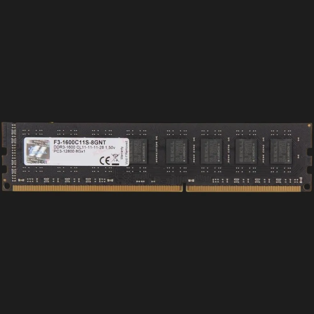 Оперативна памʼять G.Skill Value DDR3 8GB 1x8GB 1600MHz (F3-1600C11S-8GNT)