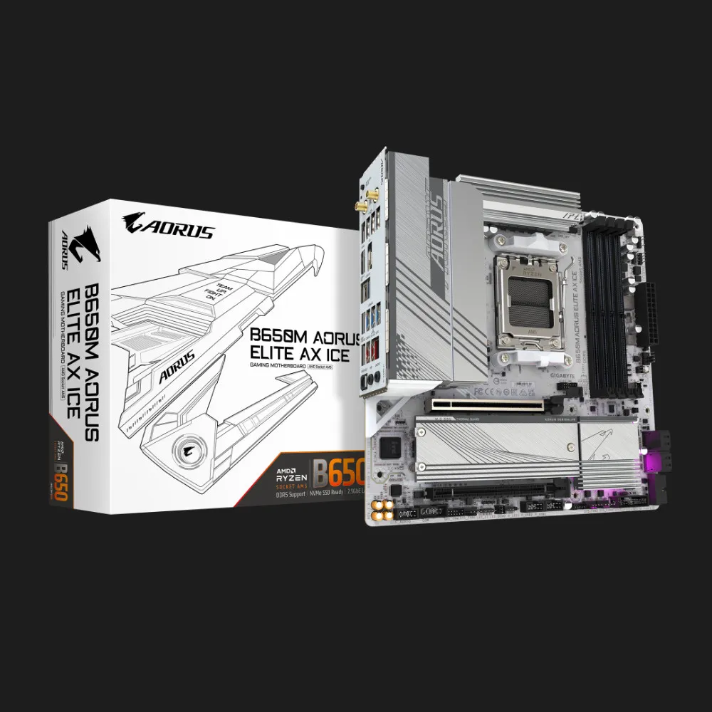 Материнська плата GIGABYTE B650M A ELITE AX ICE 1.1 (B650M A ELITE AX ICE 1.1)