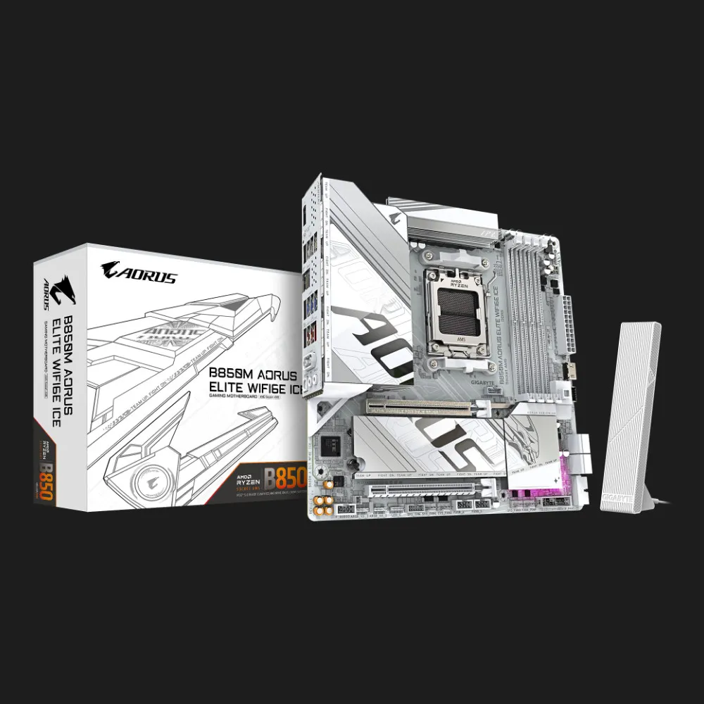 Материнська плата GIGABYTE B850M A ELITE WIFI6E ICE 1.1 (B850M A ELT WF6E ICE 1.1)