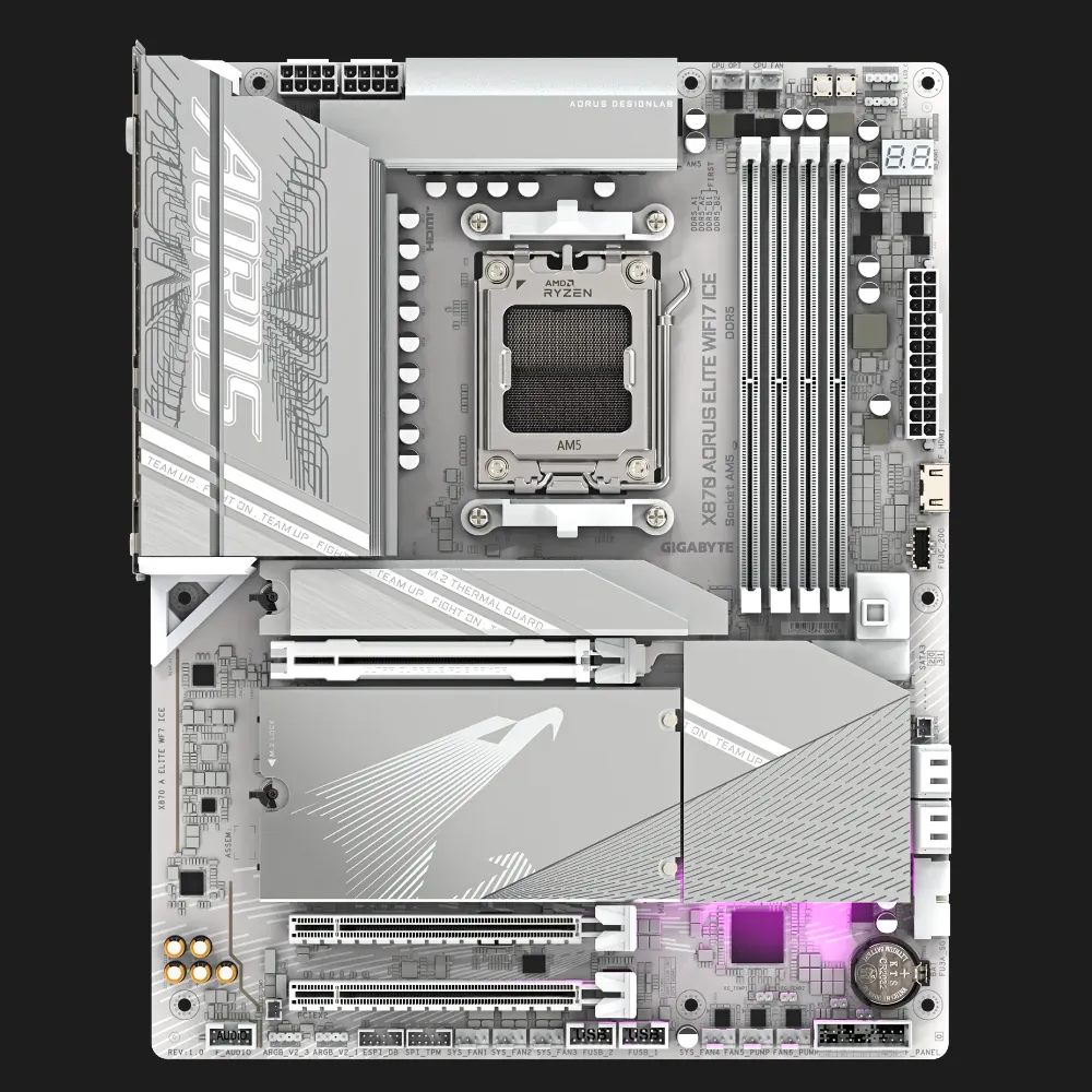 Материнська плата GIGABYTE X870 A ELITE WIFI7 ICE 1.1 (sAM5) (X870 A ELITE WF7 ICE 1.1)