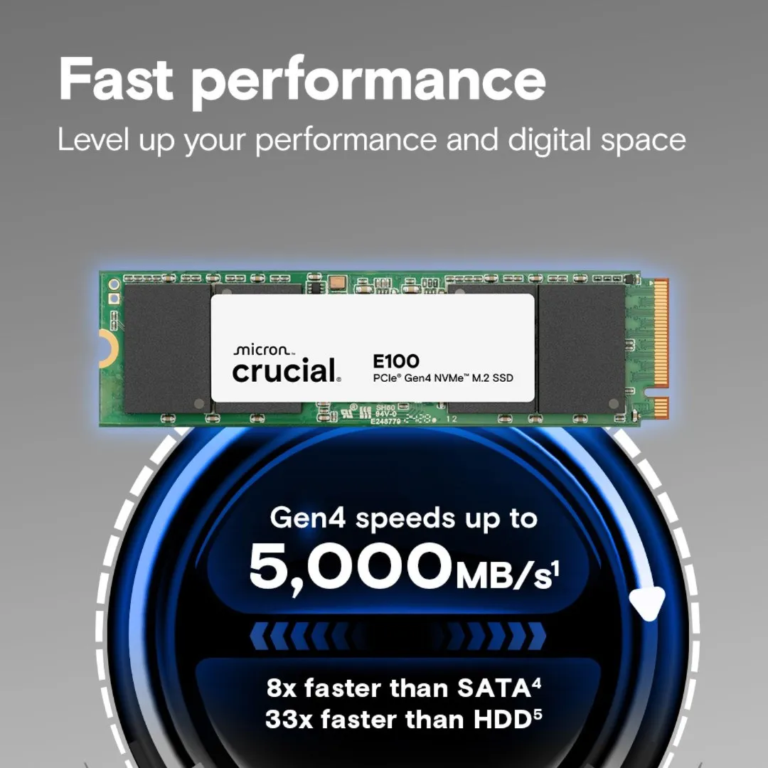 Накопичувач SSD Crucial E100 480GB NVMe PCIe 4.0 (CT480E100SSD8) — фото 5