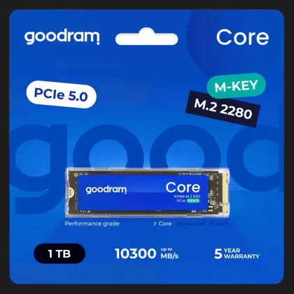 Накопитель SSD Goodram Core 1TB NVMe PCIe 5.0 (SSDR-GRC01-1K0-80)