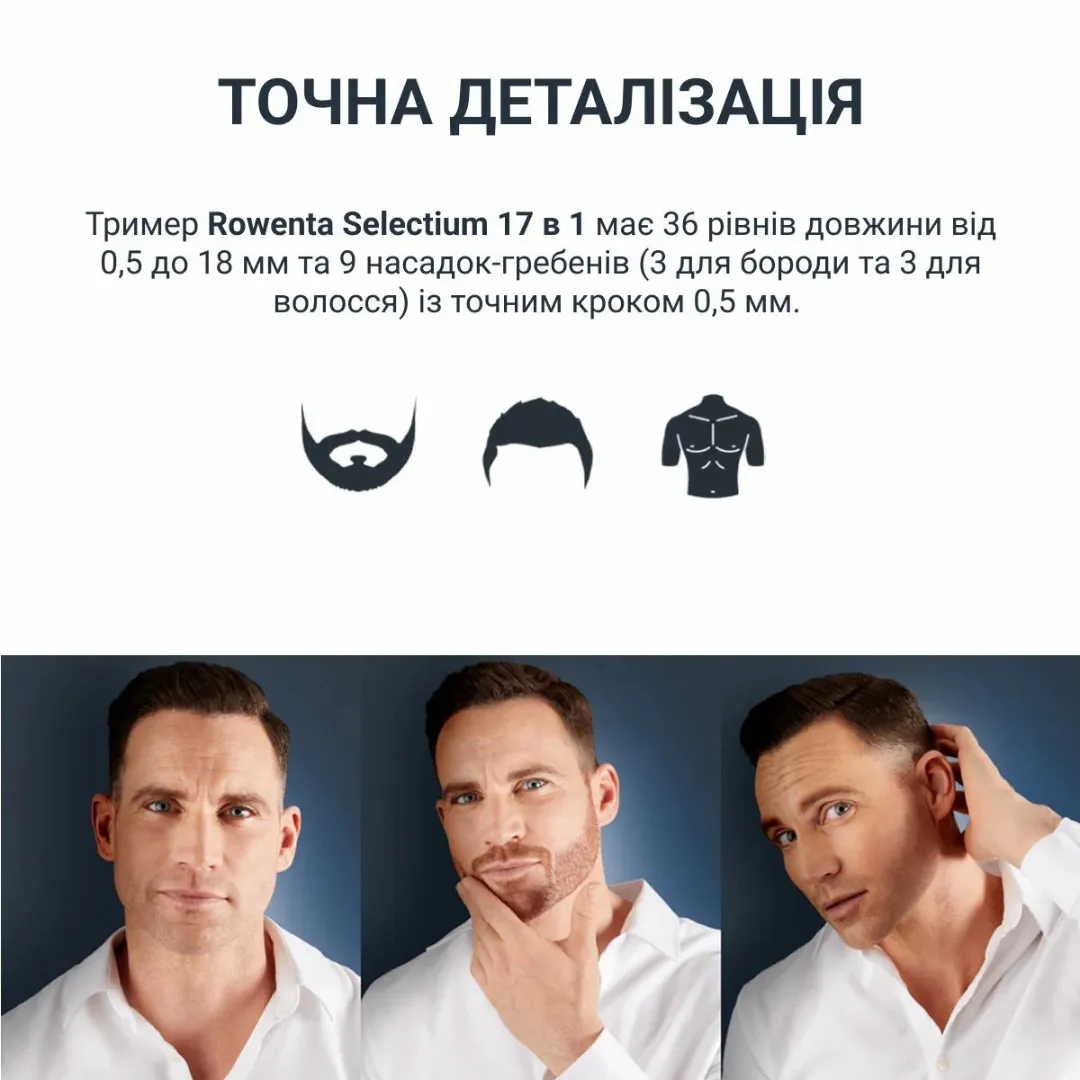 Тример Rowenta Selectium 17-в-1 (Black/Dark Blue) — фото 12