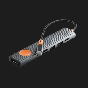 Адаптер WiWU Travel 7in1 USB-C Hub (2xUSB 3.0, 100W PD, 4K HDMI, SD/TF, USB-C Data) (Gray) в Херсоне
