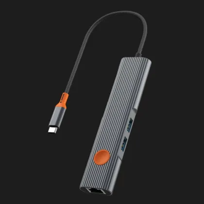 Адаптер WiWU Travel 5in1 USB-C Hub (2xUSB 3.1,100W PD, 4K HDMI, Gigabit Ethernet) (Gray) в Чернігові