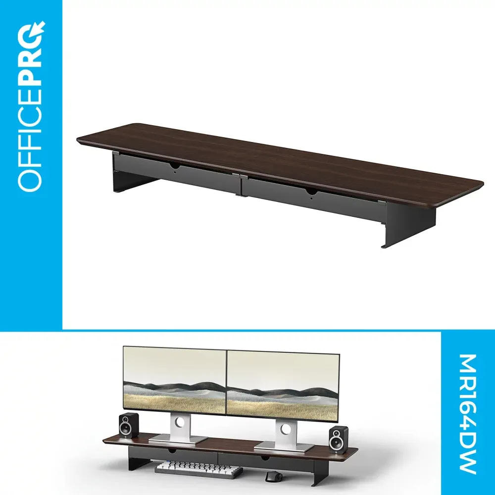 Настільна підставка для монітора OfficePro MR164DW (Dark Wood / Black) — фото 4