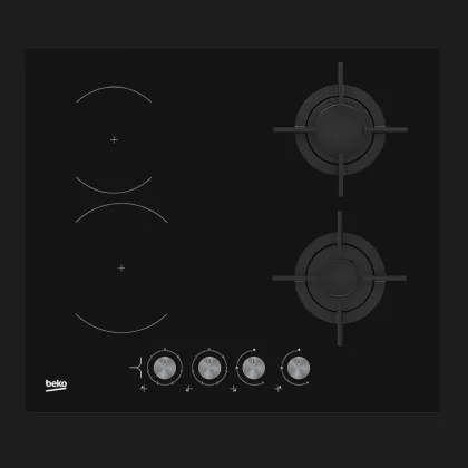 Варильна поверхня Beko комбінована (2 газ + 2 склокерам), 60см (HILM64222S) (Black)