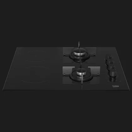 Варильна поверхня Beko комбінована (2 газ + 2 склокерам, 60см (HILM64120S) (Black)