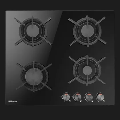 Варильна поверхня Hansa газова на склі, 60см, чавун (BHKS630700) (Black)