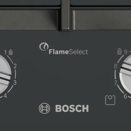 Варильна поверхня Bosch газова на склі, 30см, Доміно, чавун (PRB3A6I40) (Black)
