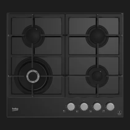 Варильна поверхня Beko газова на склі, 60см, чавун (HILW64325SB) (Black)