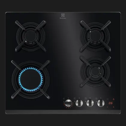 Варильна поверхня Electrolux газова на склі, 60см, чавун, Hob2Hood (KGG643753K) (Black)