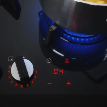 Варильна поверхня Electrolux газова на склі, 60см, чавун, Hob2Hood (KGG643753K) (Black)