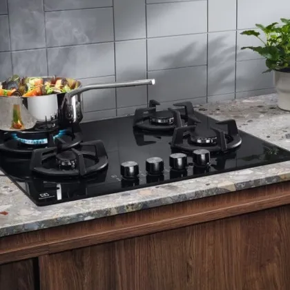 Варильна поверхня Electrolux газова на склі, 60см, чавун (KGG6437K) (Black)