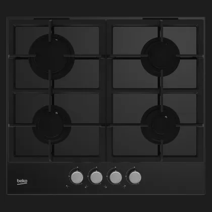 Варильна поверхня Beko газова на склі, 60см, чавун (HILG64225S) (Black)