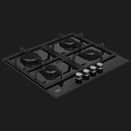 Варильна поверхня Beko газова на склі, 60см, чавун (HILG64225S) (Black)