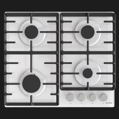 Варильна поверхня Gorenje газова на склі, 60см, чавун (GT642AXW) (White)