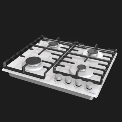 Варильна поверхня Gorenje газова на склі, 60см, чавун (GT642AXW) (White)