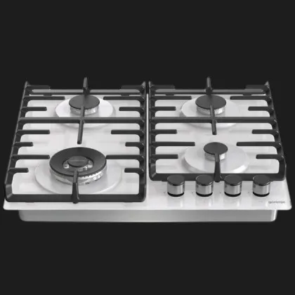 Варильна поверхня Gorenje газова на склі, 60см, чавун (GTW642SYW) (White)