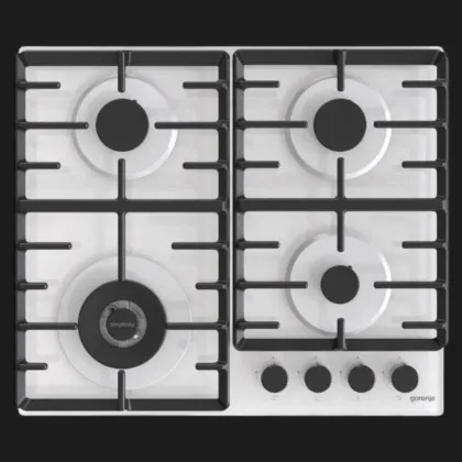 Варильна поверхня Gorenje газова на склі, 60см, чавун (GTW642SYW) (White)