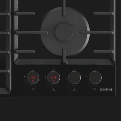 Варильна поверхня Gorenje газова на склі, 60см, чавун (GKTW642SYB) (Black)