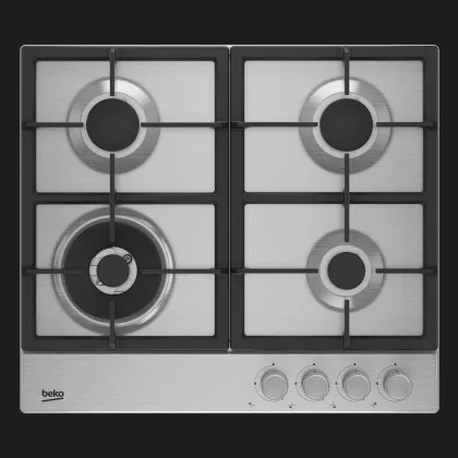Варильна поверхня Beko газова, 60см,чавун (HIAW64225SX) (Stainless Steel)