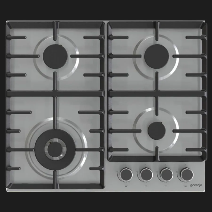 Варильна поверхня Gorenje газова, 60см, чавун (GW642ABX) (Stainless Steel)