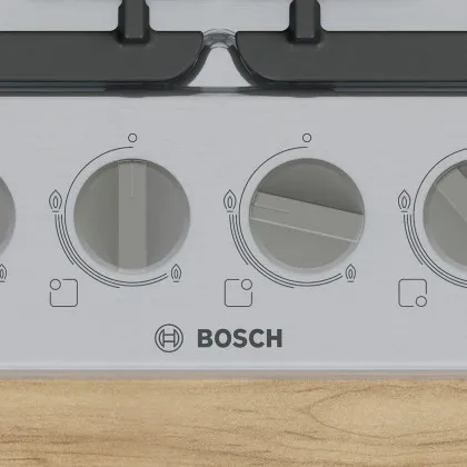 Варильна поверхня Bosch газова, 60см, чавун, WOK, (PGH6B5K90R) (Stainless Steel)