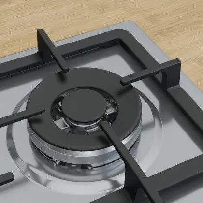 Варильна поверхня Bosch газова, 60см, чавун, WOK, (PGH6B5K90R) (Stainless Steel)