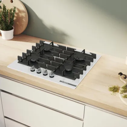 Варильна поверхня Bosch газова, 60см, чавун (PPP6A2I40R) (White)