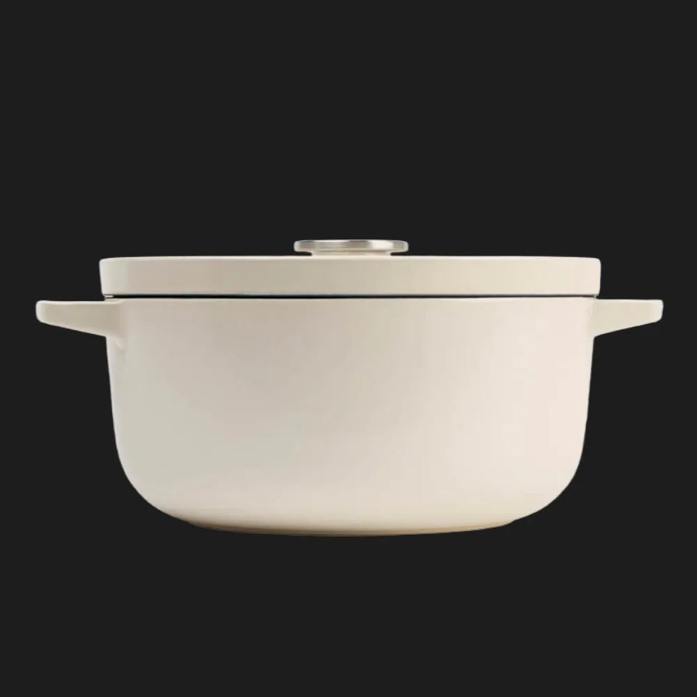 Каструля чавунна з кришкою KitchenAid, 22 см, 3,3 л (Beige) (CC006056-001) — фото 2