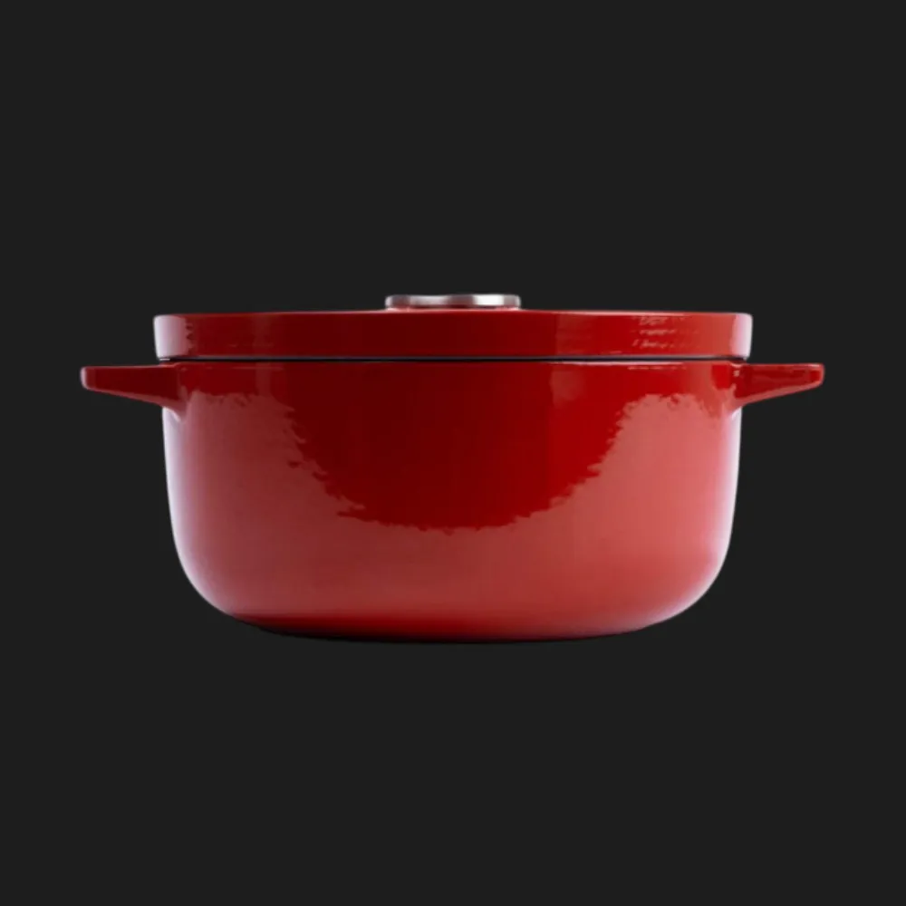 Каструля чавунна з кришкою KitchenAid, 22 см, 3,3 л (Red) (CC006057-001) — фото 2