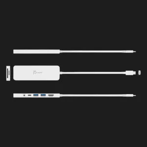 Адаптер J5create USB-C 6-in-1 (2xUSB 3.1 + USB-C PD + HDMI + SD/TF + 3.5mm) (White) в Херсоне